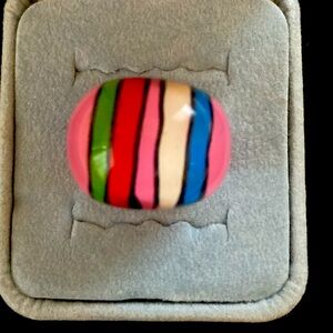 Multi-colored chunky lucite ring.